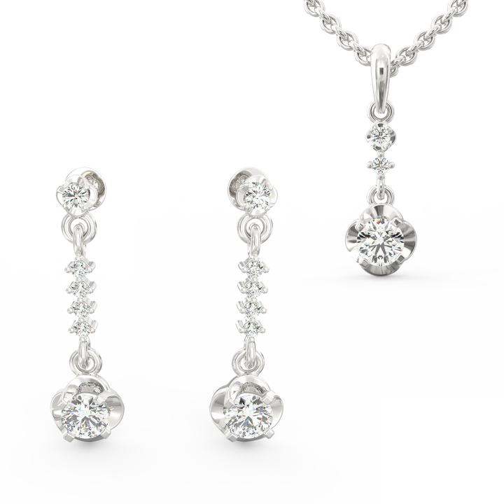 Solitaire Pendant & Earring Set