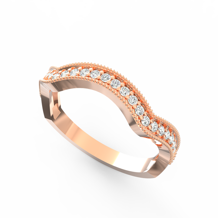 Milgrain Scoop Delight Diamond Wedding Band