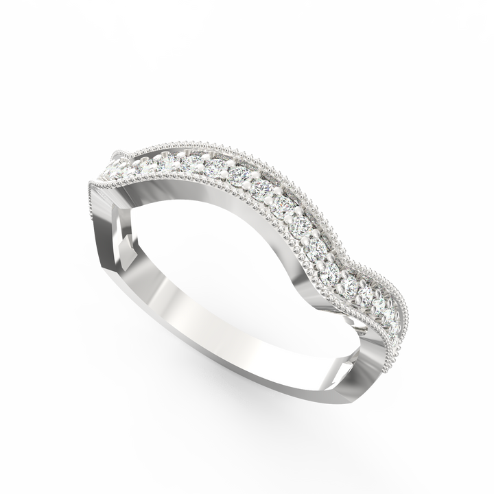 Milgrain Scoop Delight Diamond Wedding Band