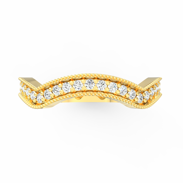 Milgrain Scoop Delight Diamond Wedding Band