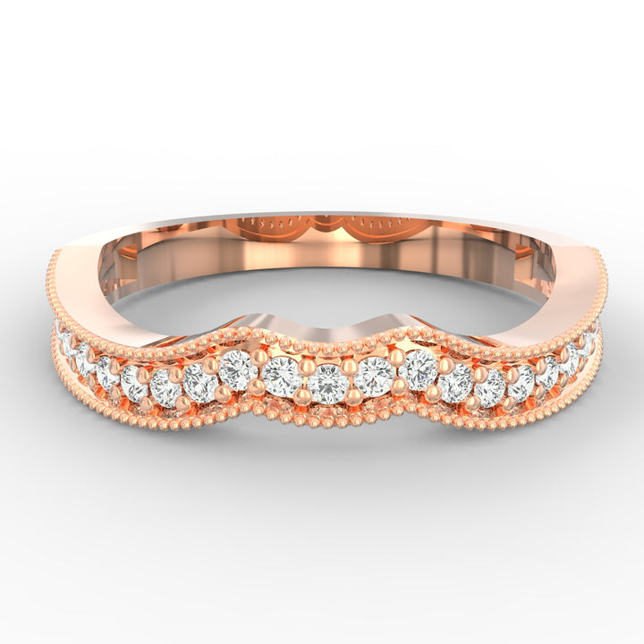 Diamond Swirl Contour Wedding Band