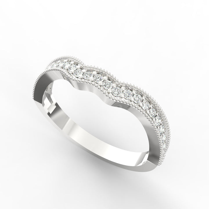 Diamond Swirl Contour Wedding Band