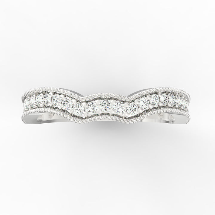 Diamond Swirl Contour Wedding Band