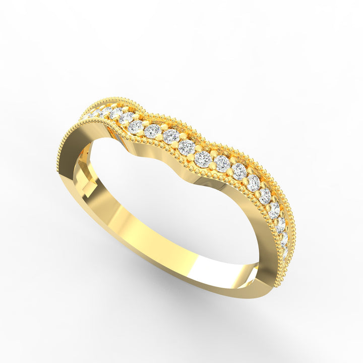 Diamond Swirl Contour Wedding Band