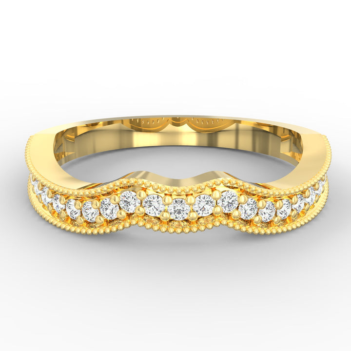 Diamond Swirl Contour Wedding Band