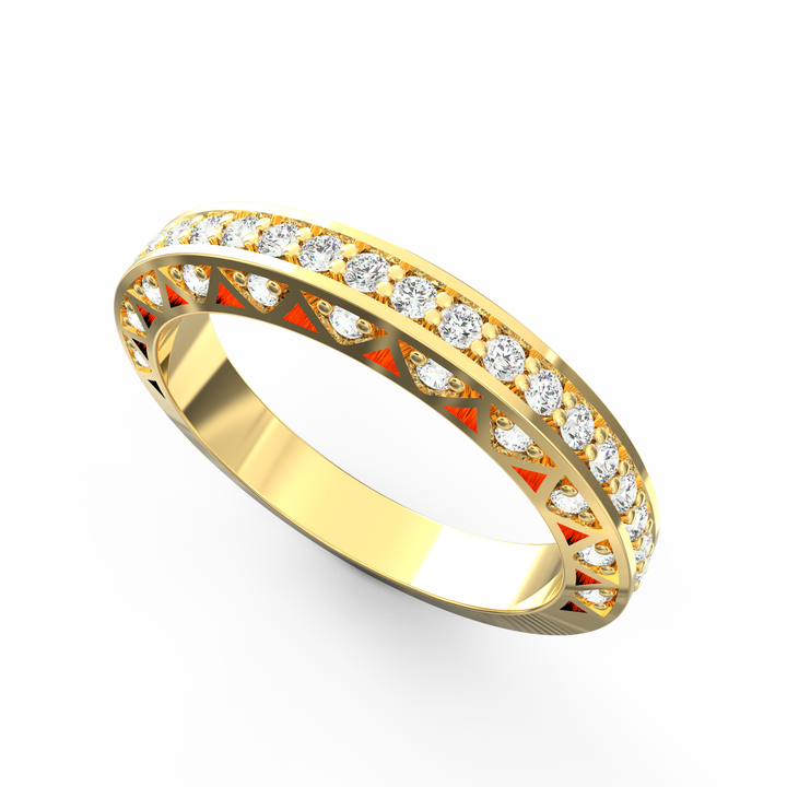 Opulent Brilliance - Ornate Pave Diamond Band Ring
