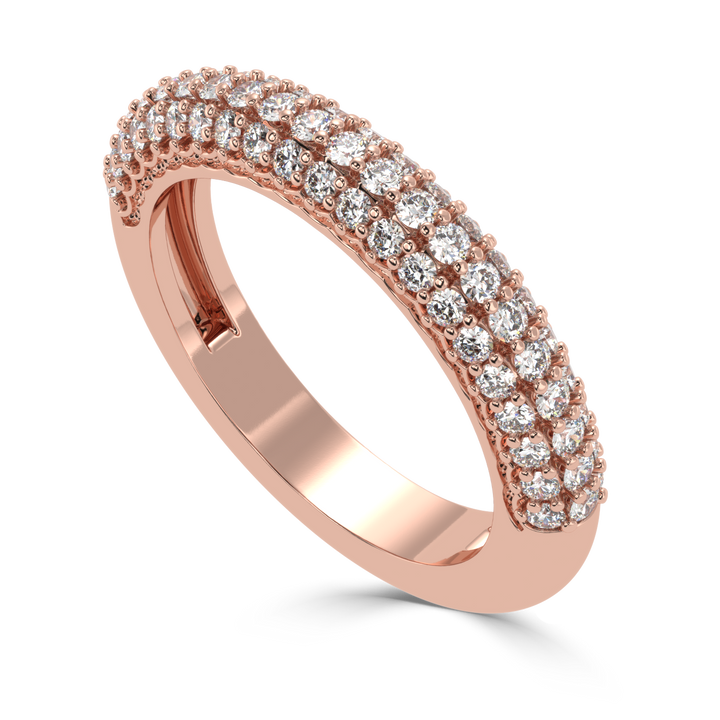 Radiant Splendor - Micro Prong Three Row Diamond Band Ring