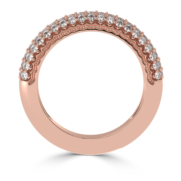 Radiant Splendor - Micro Prong Three Row Diamond Band Ring