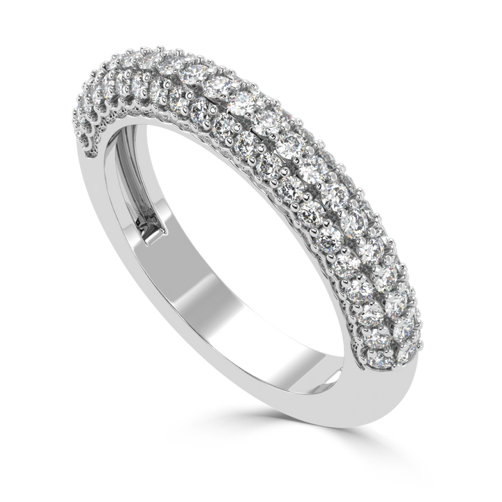 Radiant Splendor - Micro Prong Three Row Diamond Band Ring