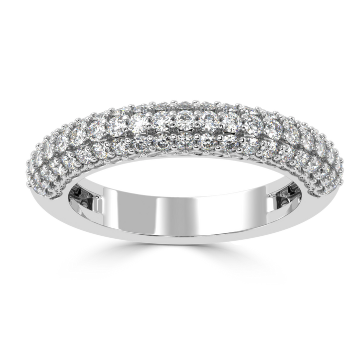 Radiant Splendor - Micro Prong Three Row Diamond Band Ring