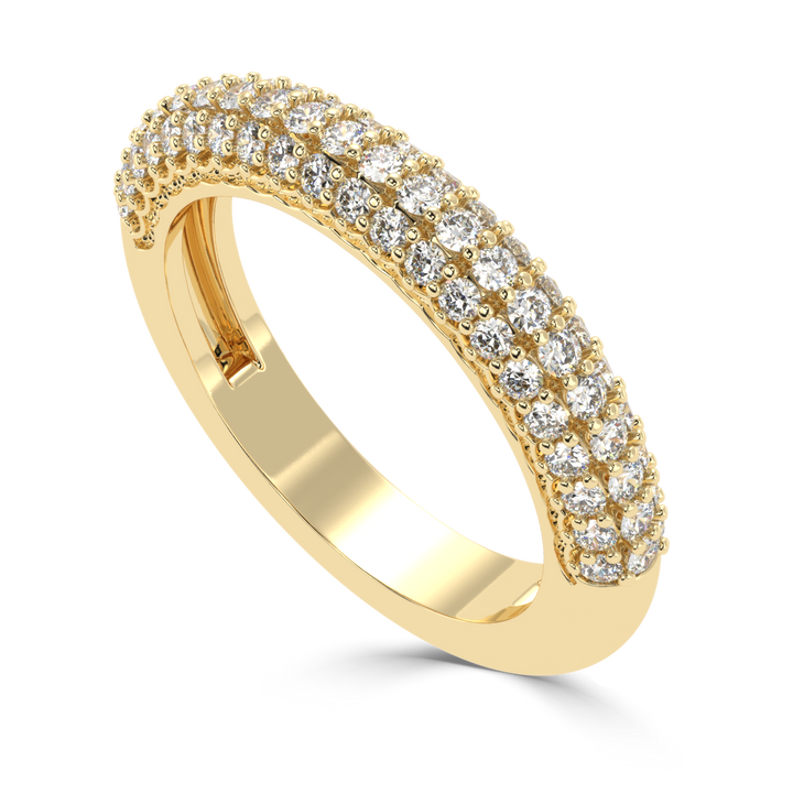 Radiant Splendor - Micro Prong Three Row Diamond Band Ring