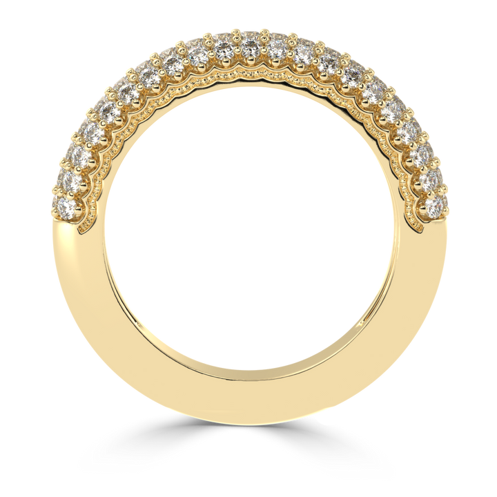 Radiant Splendor - Micro Prong Three Row Diamond Band Ring