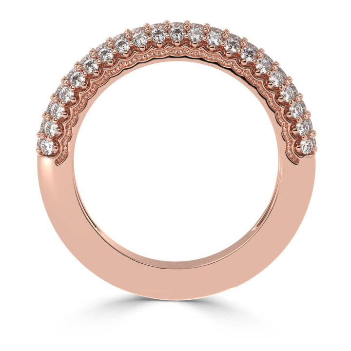 Radiant Splendor - Micro Prong Three Row Diamond Band Ring