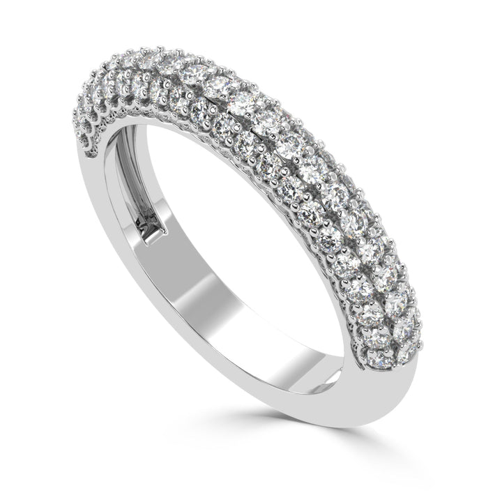 Radiant Splendor - Micro Prong Three Row Diamond Band Ring
