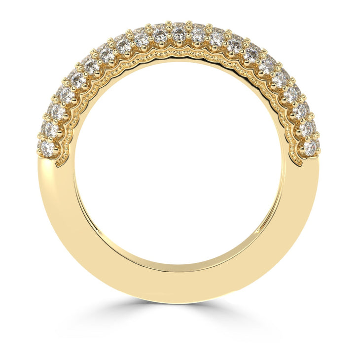 Radiant Splendor - Micro Prong Three Row Diamond Band Ring