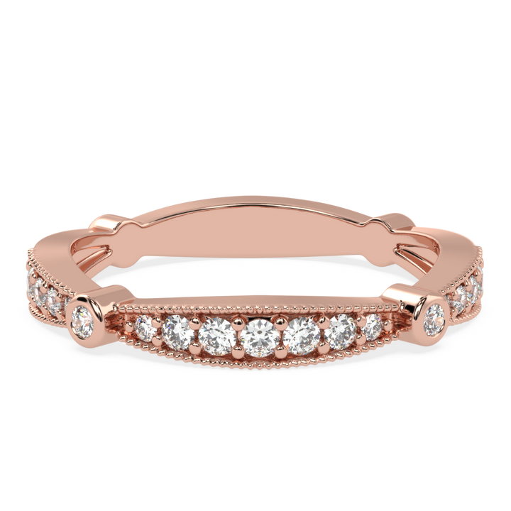 Graceful Gradation - Scalloped Diamond Band Ring in Pave Setting