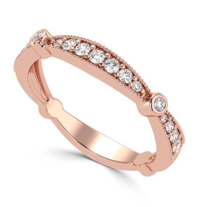 Graceful Gradation - Scalloped Diamond Band Ring in Pave Setting