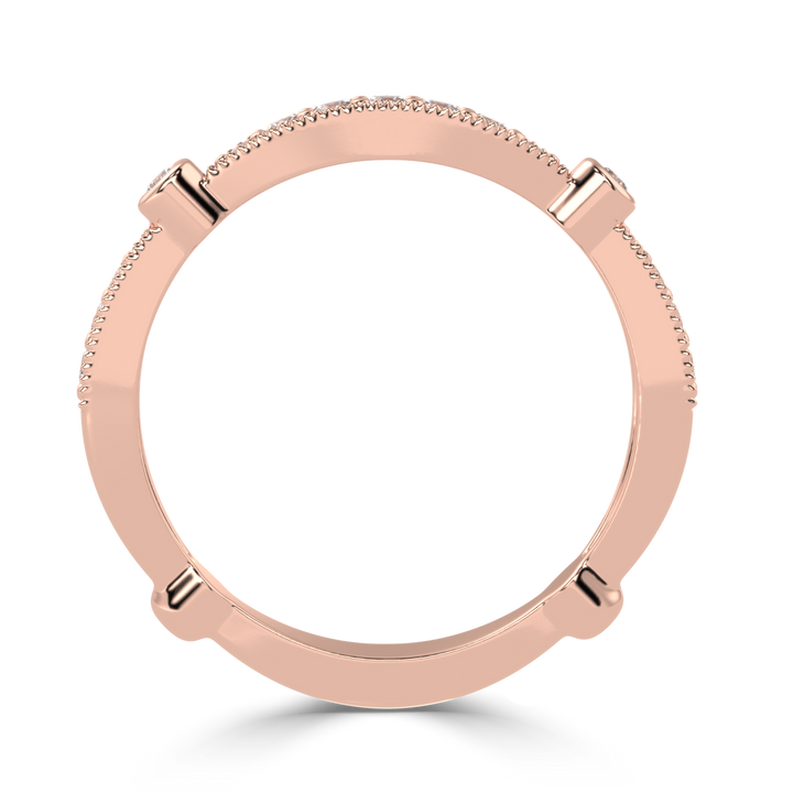 Graceful Gradation - Scalloped Diamond Band Ring in Pave Setting