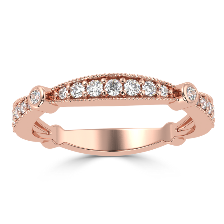 Graceful Gradation - Scalloped Diamond Band Ring in Pave Setting