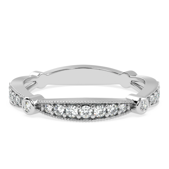 Graceful Gradation - Scalloped Diamond Band Ring in Pave Setting