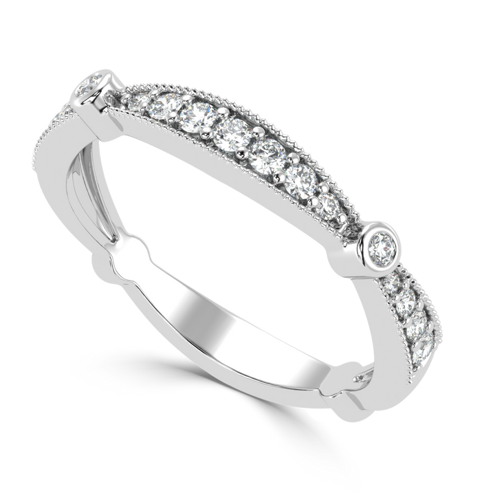 Graceful Gradation - Scalloped Diamond Band Ring in Pave Setting