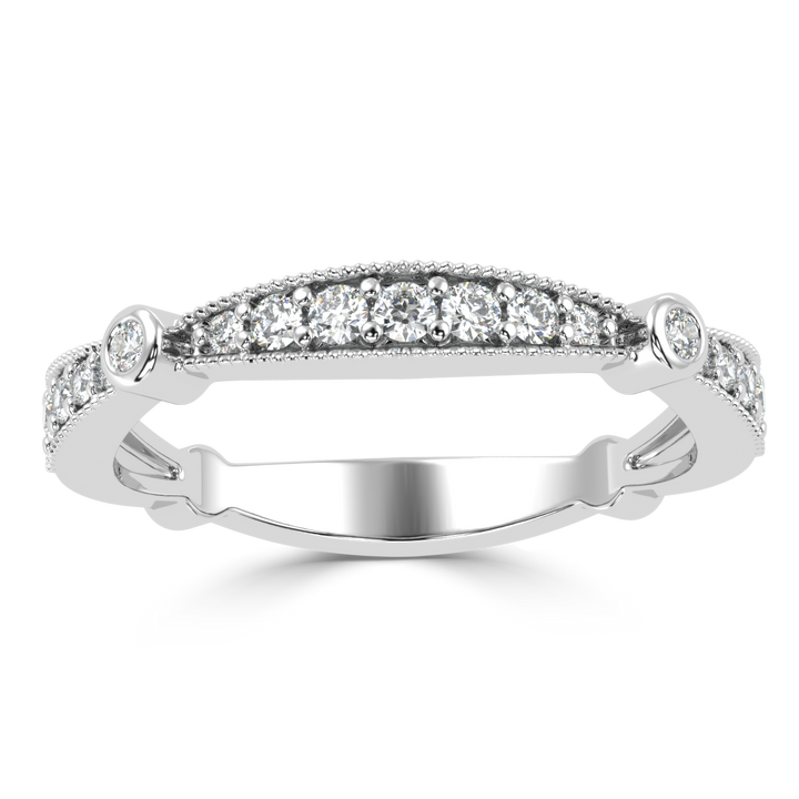Graceful Gradation - Scalloped Diamond Band Ring in Pave Setting