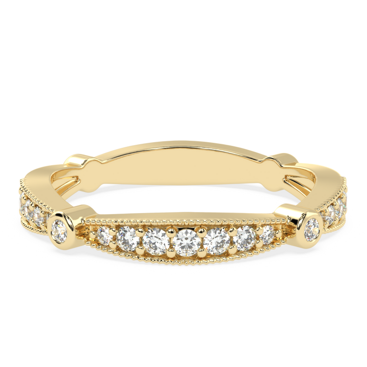 Graceful Gradation - Scalloped Diamond Band Ring in Pave Setting