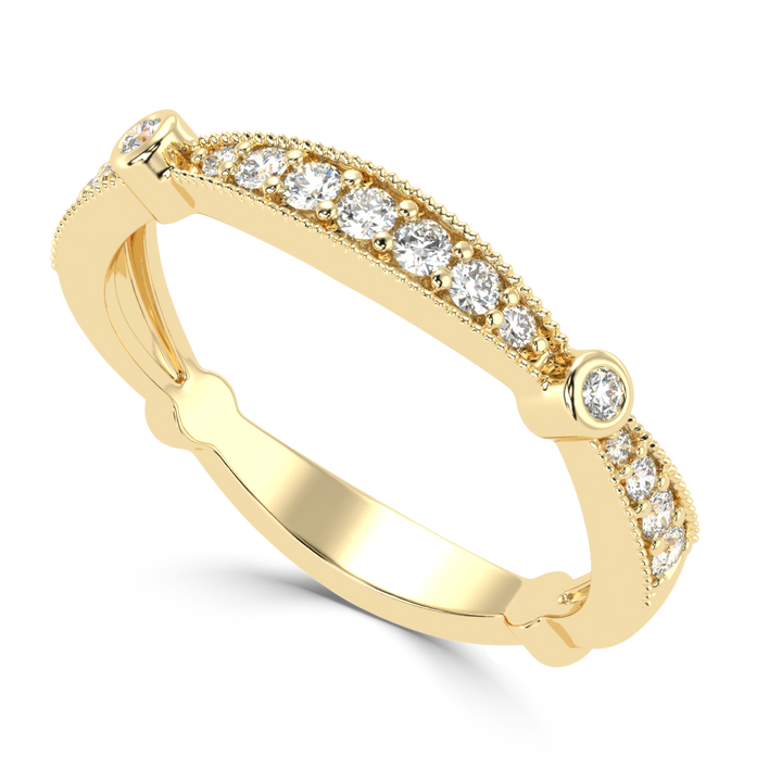 Graceful Gradation - Scalloped Diamond Band Ring in Pave Setting