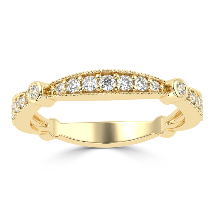Graceful Gradation - Scalloped Diamond Band Ring in Pave Setting