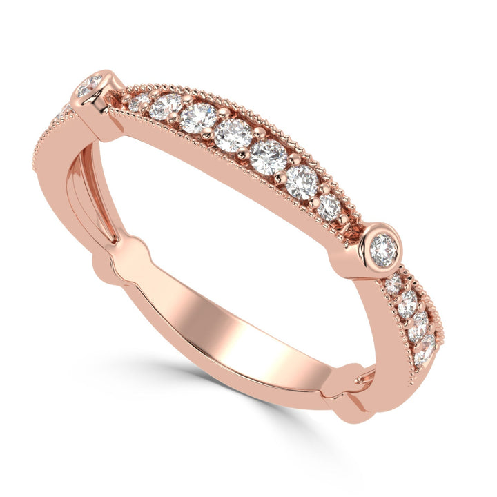 Graceful Gradation - Scalloped Diamond Band Ring in Pave Setting