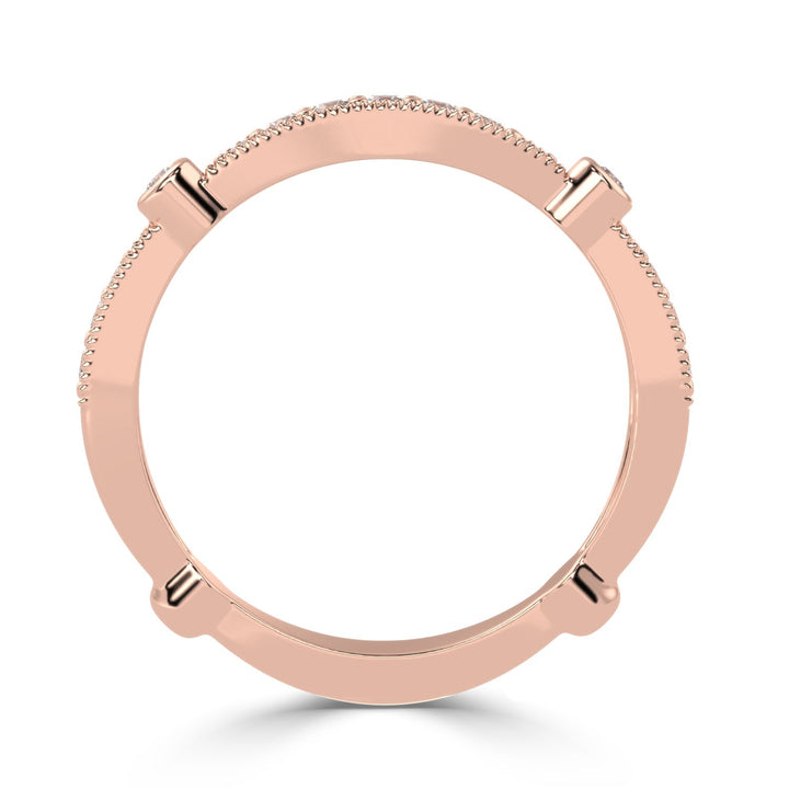 Graceful Gradation - Scalloped Diamond Band Ring in Pave Setting