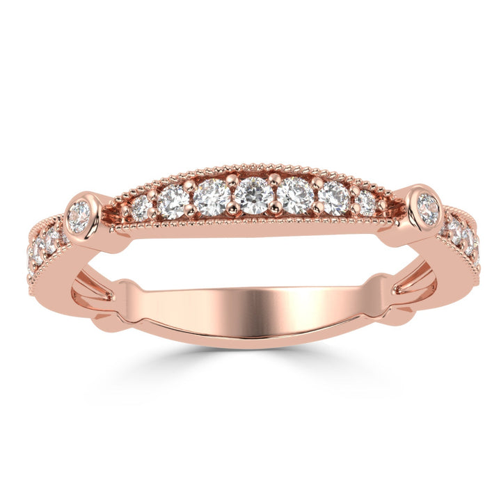 Graceful Gradation - Scalloped Diamond Band Ring in Pave Setting