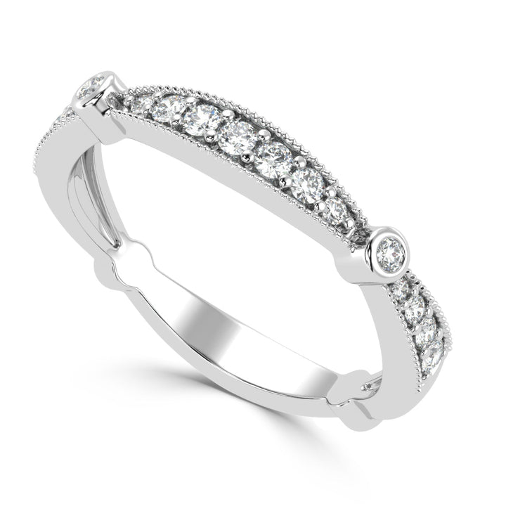 Graceful Gradation - Scalloped Diamond Band Ring in Pave Setting