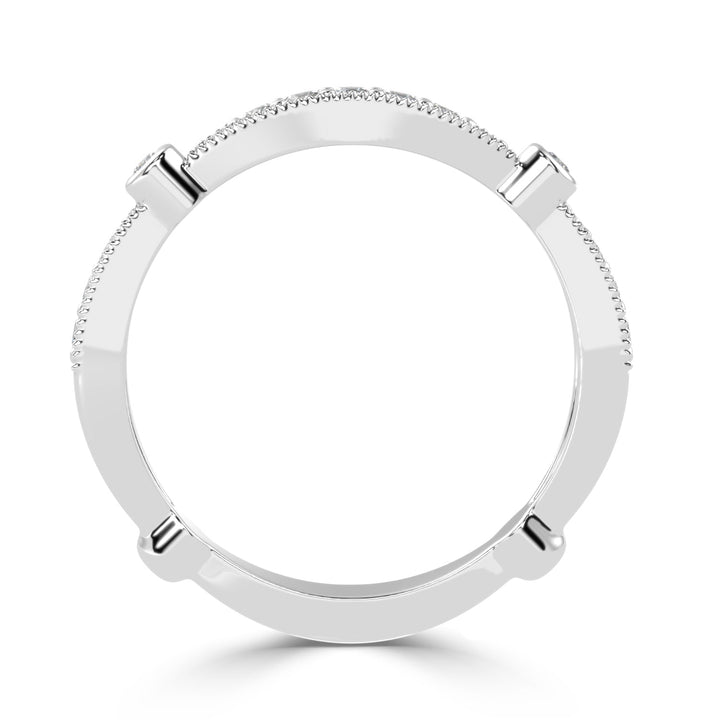 Graceful Gradation - Scalloped Diamond Band Ring in Pave Setting