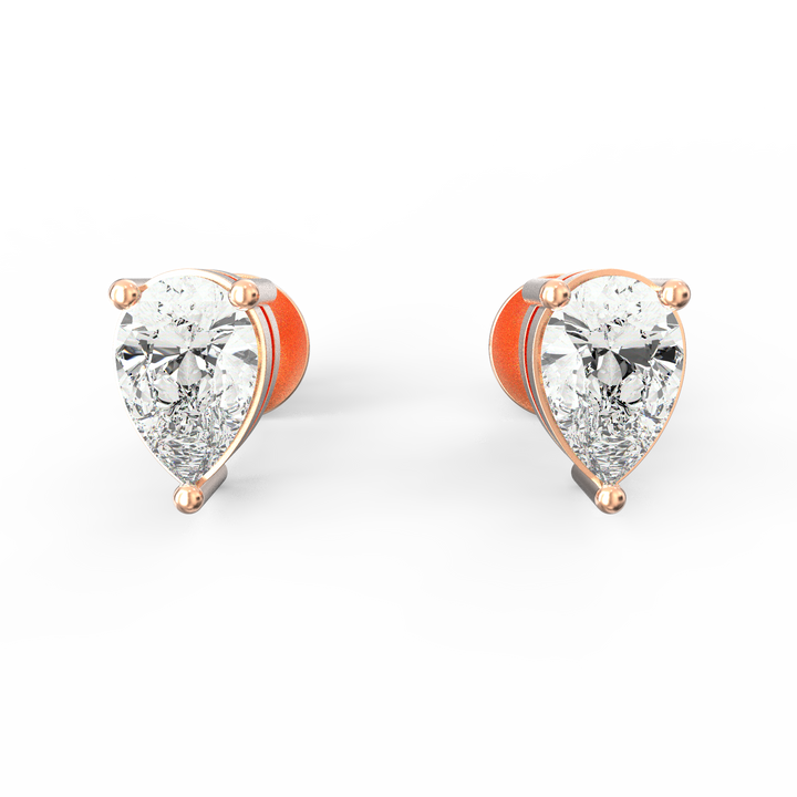 Captivating Elegance: Pear Solitaire Diamond Stud