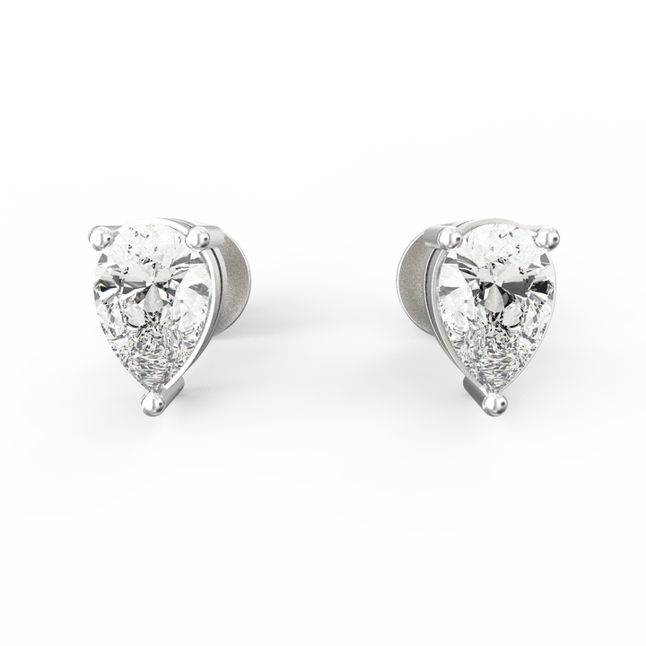 Captivating Elegance: Pear Solitaire Diamond Stud