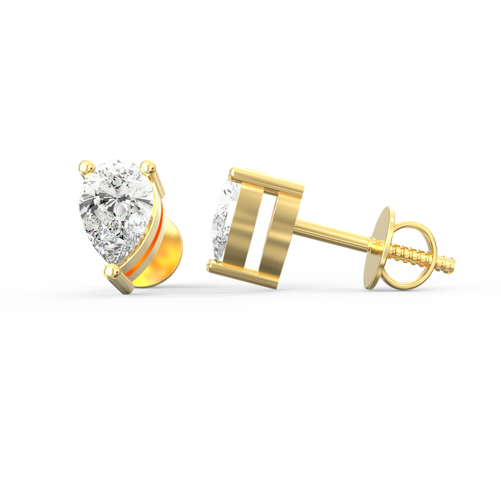 Captivating Elegance: Pear Solitaire Diamond Stud