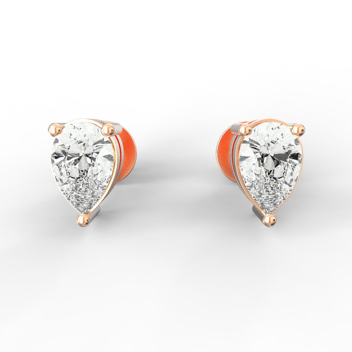 Captivating Elegance: Pear Solitaire Diamond Stud