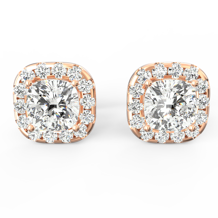 Stellar Aura: Round Solitaire Single Line Halo Stud
