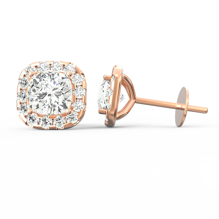 Stellar Aura: Round Solitaire Single Line Halo Stud