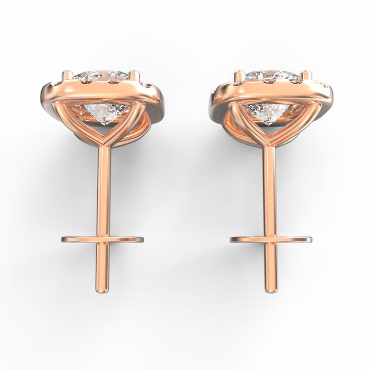 Stellar Aura: Round Solitaire Single Line Halo Stud