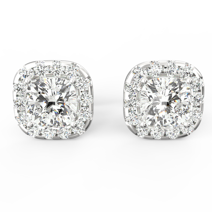 Stellar Aura: Round Solitaire Single Line Halo Stud