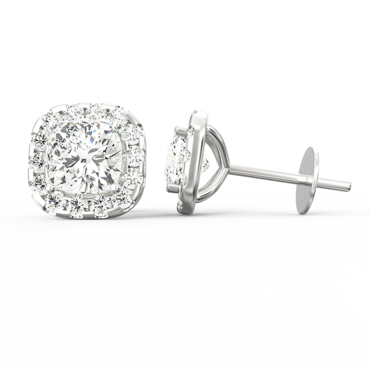 Stellar Aura: Round Solitaire Single Line Halo Stud