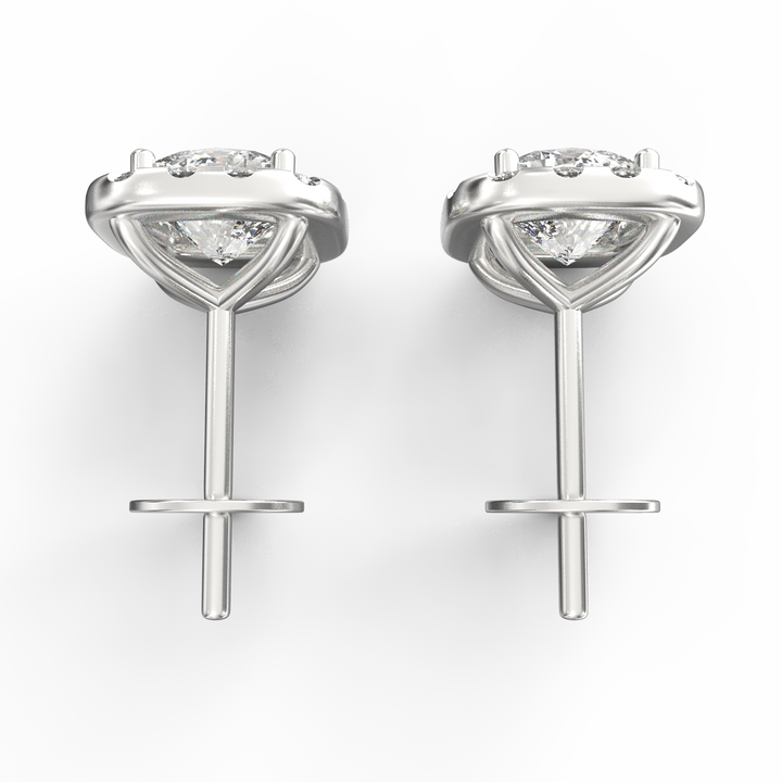 Stellar Aura: Round Solitaire Single Line Halo Stud