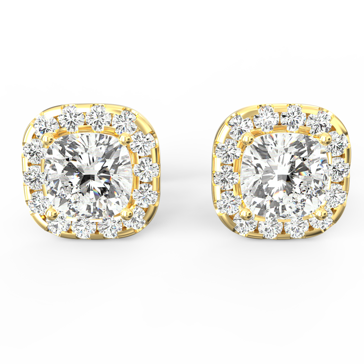 Stellar Aura: Round Solitaire Single Line Halo Stud