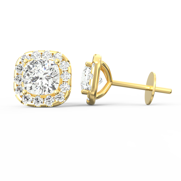 Stellar Aura: Round Solitaire Single Line Halo Stud