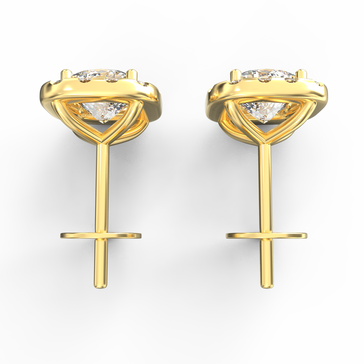 Stellar Aura: Round Solitaire Single Line Halo Stud