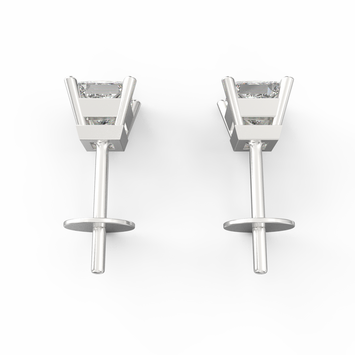 Sparkling Elegance - Solitaire Princess Cut Diamond Stud Earrings
