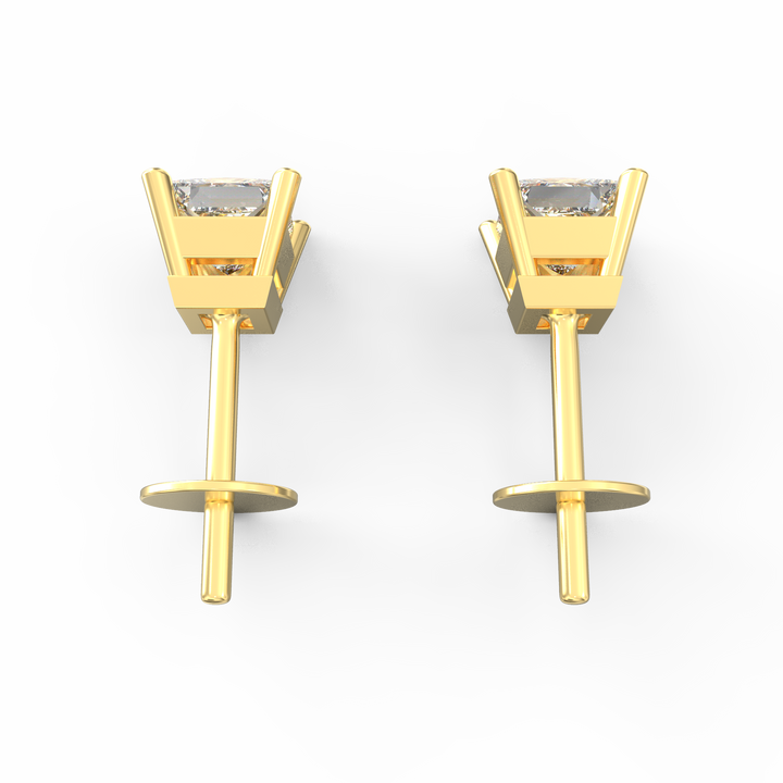 Sparkling Elegance - Solitaire Princess Cut Diamond Stud Earrings