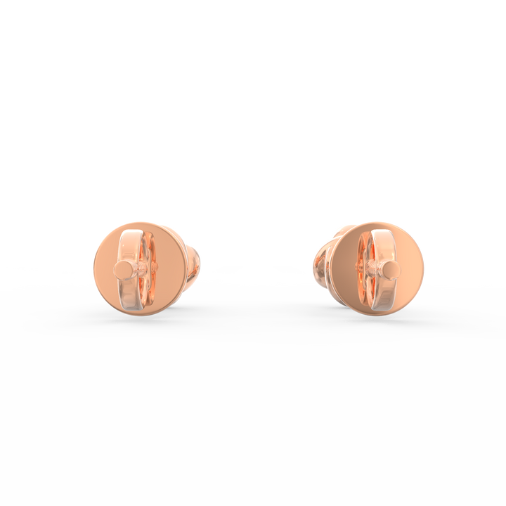 Nature's Elegance - Floral Accent Solitaire Round Diamond Ear Studs in Gold